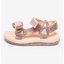 Sandale cu velcro si aspect stralucitor Papete