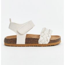 Sandale cu velcro si bareta impletita