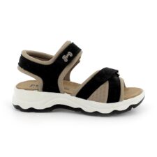 Sandale cu velcro si garnituri de piele