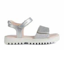 Sandale cu velcro si garnituri stralucitoare