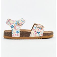 Sandale cu velcro si imprimeu floral