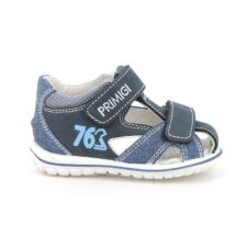 Sandale cu velcro si insertii de piele nabuc