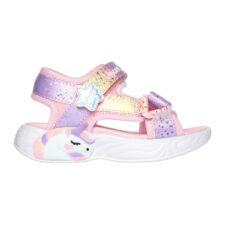 Sandale cu velcro si model colorblock Unicorn Dream