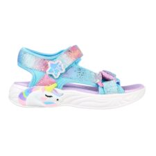Sandale cu velcro si model colorblock Unicorn Dreams