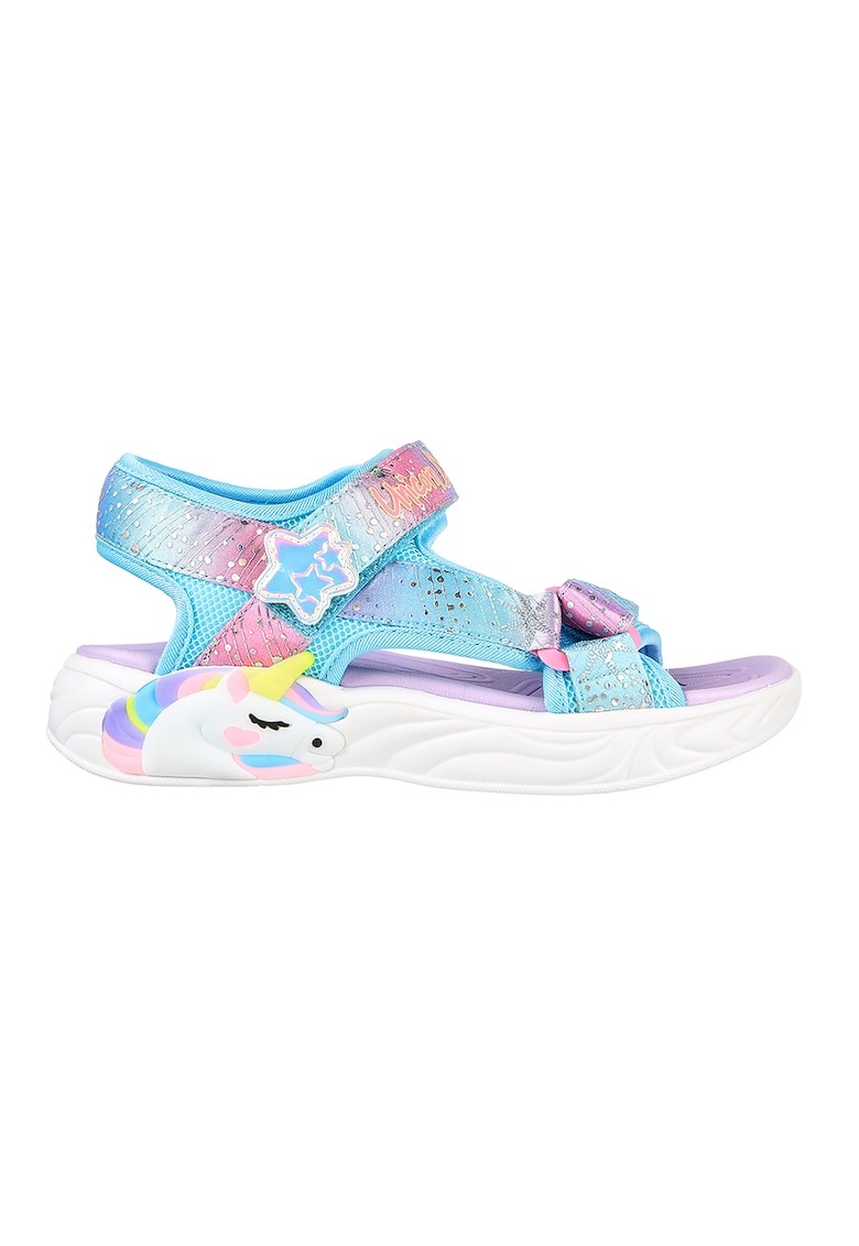 Sandale cu velcro si model colorblock Unicorn Dreams 1 Sandale cu velcro si model colorblock Unicorn Dreams