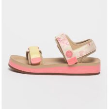 Sandale cu velcro si model floral Lydia