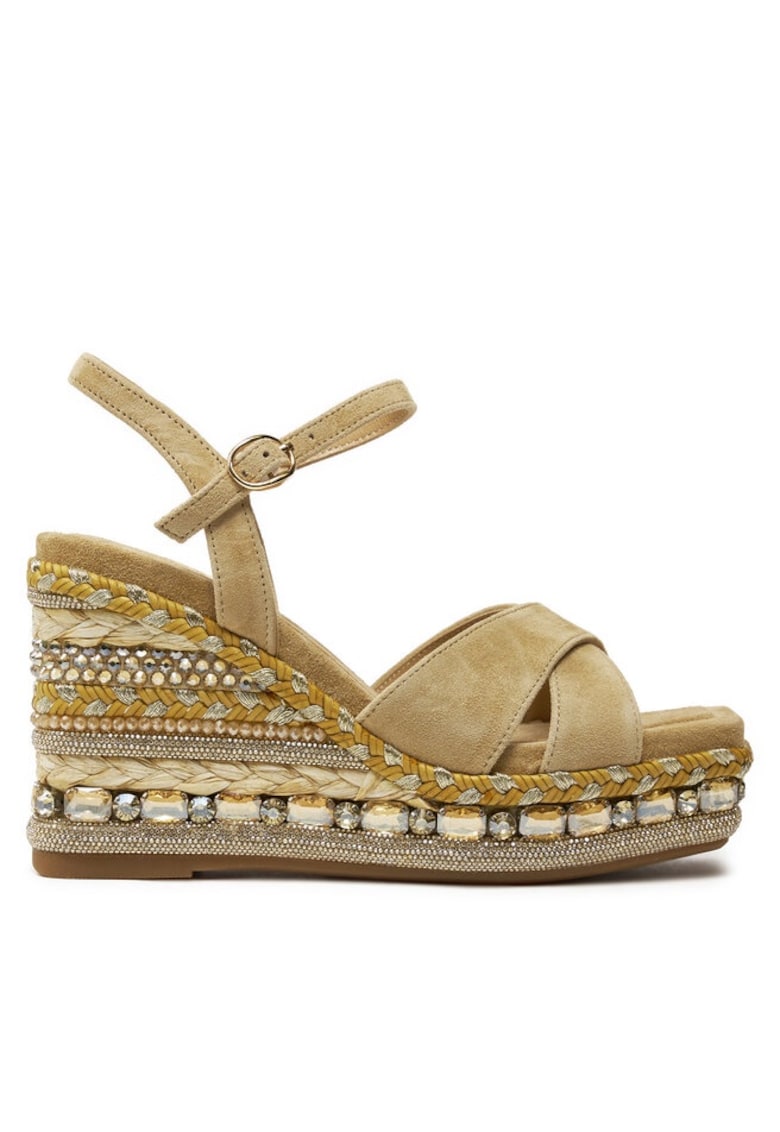 Sandale dama 303772109 - Piele intoarsa - Bej 1 Sandale dama  303772109 - Piele intoarsa - Bej