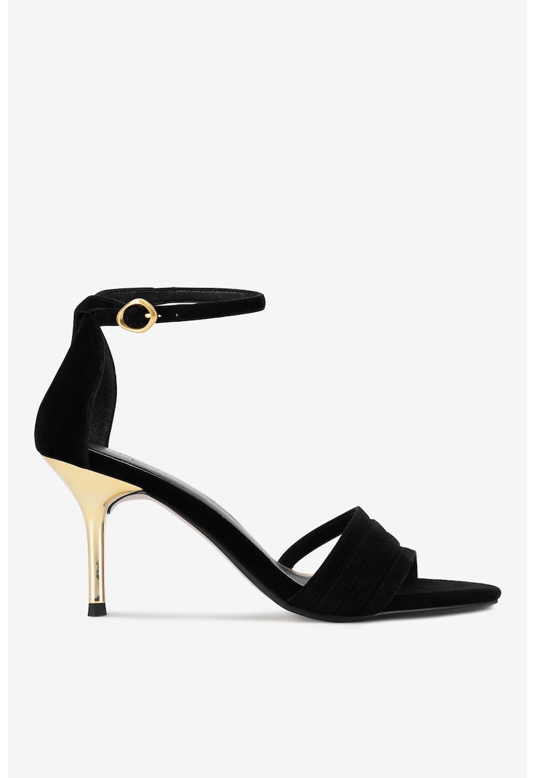 Sandale dama 5903419900938 - Piele intoarsa - Negru 1 Sandale dama  5903419900938 - Piele intoarsa - Negru