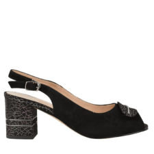 Sandale dama -  K360070A negru - piele intoarsa - cu toc