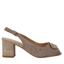 Sandale dama -  K360070C bej - piele intoarsa - cu toc