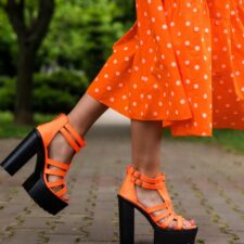 Sandale dama Pickett Portocalii Neon