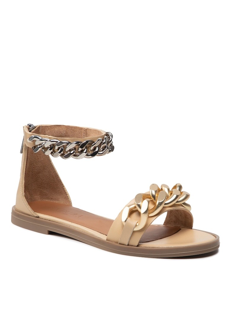 Sandale dama - piele naturala - bej - 1 Sandale dama -  piele naturala - bej -