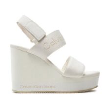 Sandale dama -  alb - material textil - toc plat -