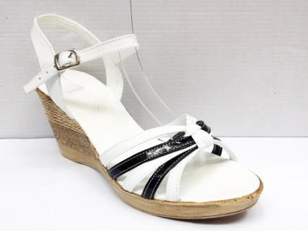 Sandale dama albe cu insertii de negru