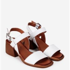 Sandale dama albe cu varful patrat