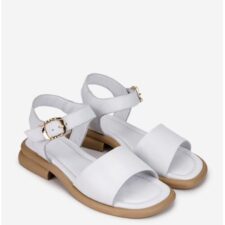 Sandale dama albe din piele naturala