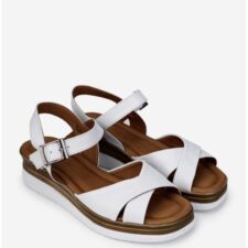 Sandale dama albe din piele naturala moale