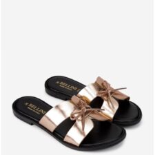 Sandale dama aurii din piele model stil papuc