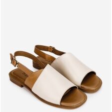 Sandale dama bej cu maro din piele