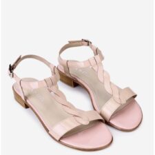 Sandale dama bej deschis din piele lacuita