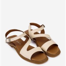 Sandale dama bej deschis din piele naturala