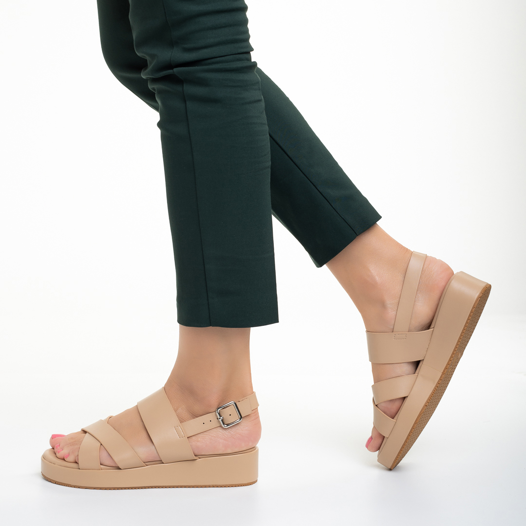 Sandale dama bej din piele ecologica Eirene
