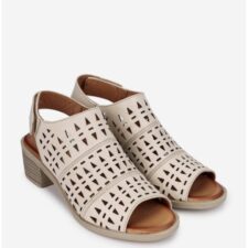 Sandale dama bej din piele naturala cu model perforat