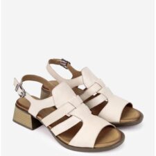 Sandale dama bej din piele naturala moale