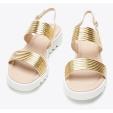 Sandale dama  bretele late - auriu - piele naturala