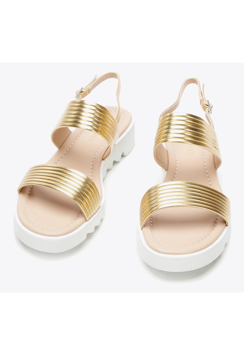 Sandale dama bretele late - auriu - piele naturala 1 Sandale dama bretele late - auriu - piele naturala