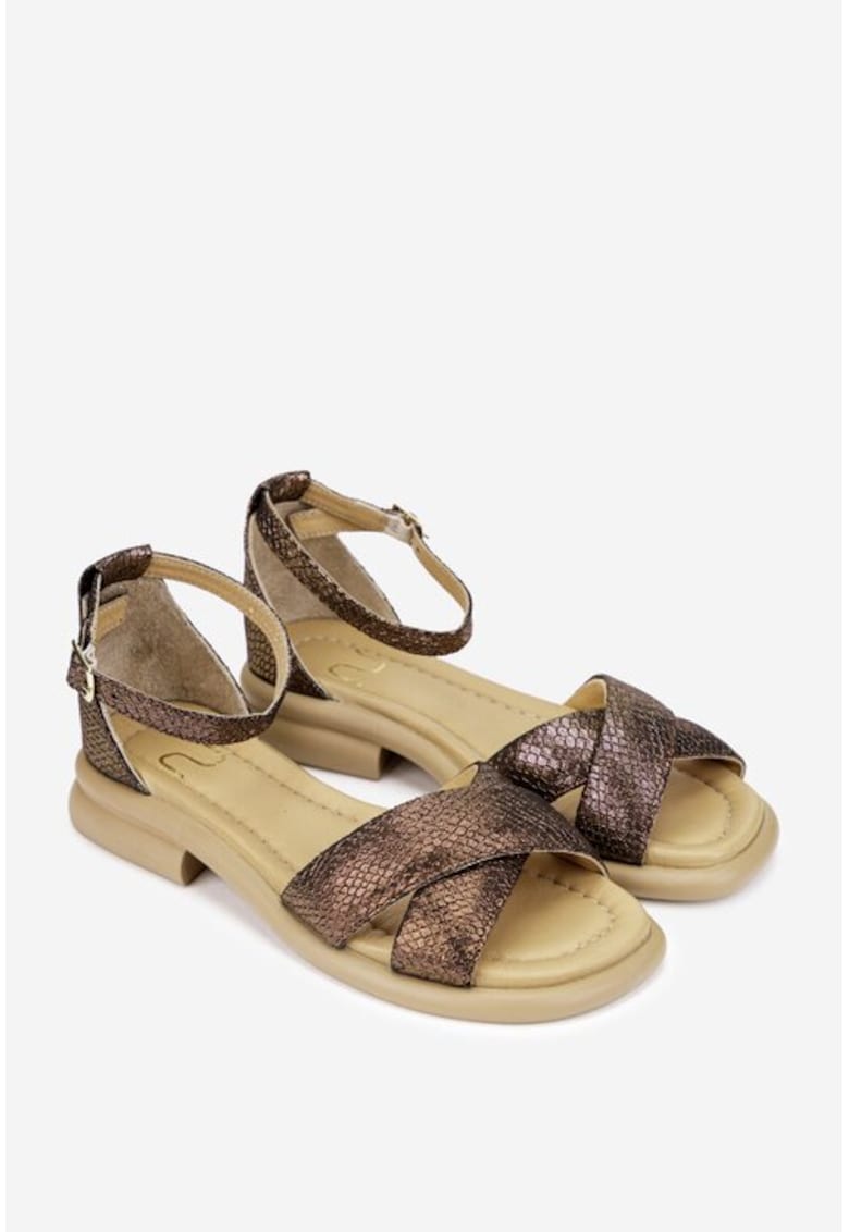 Sandale dama bronz din piele naturala 1 Sandale dama  bronz din piele naturala