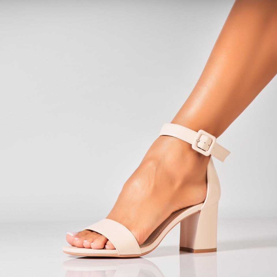 Sandale dama cu Toc Bej din Piele Ecologica Jophie 1 Sandale dama cu Toc Bej din Piele Ecologica Jophie