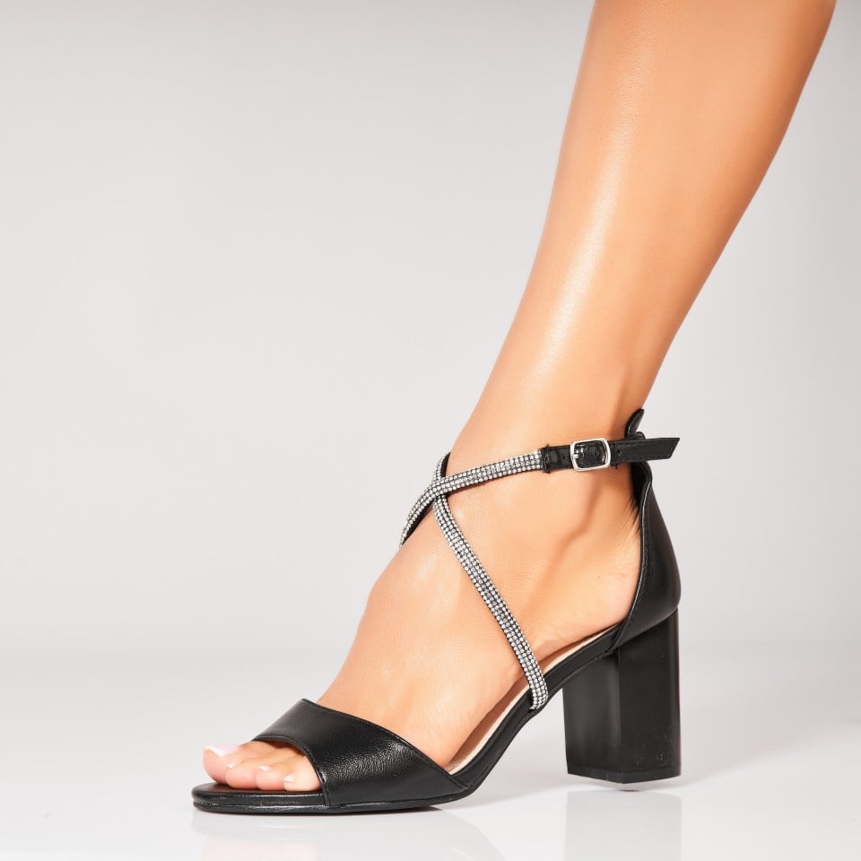Sandale dama cu Toc Negre din Piele Ecologica Londyn 1 Sandale dama cu Toc Negre din Piele Ecologica Londyn