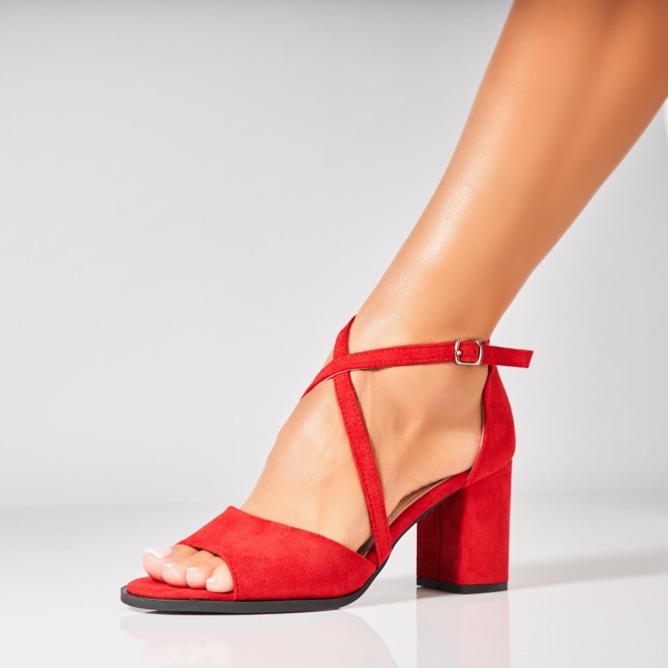 Sandale dama cu Toc Rosii din Piele Ecologica Intoarsa Lexa 1 Sandale dama cu Toc Rosii din Piele Ecologica Intoarsa Lexa