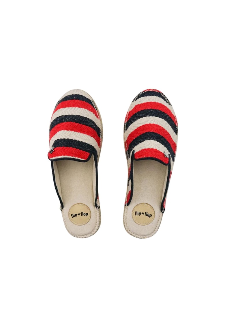 Sandale dama cu imprimeu de espadrile - model 40 - model slip-in - cu dungi 1 Sandale dama cu imprimeu de espadrile - model 40 - model slip-in - cu dungi