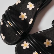 Sandale dama cu platforma Negre din Piele Ecologica Aldina