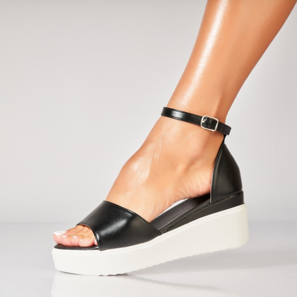 Sandale dama cu platforma Negre din Piele Ecologica Oaklin 1 Sandale dama cu platforma Negre din Piele Ecologica Oaklin