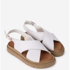 Sandale dama din piele alba