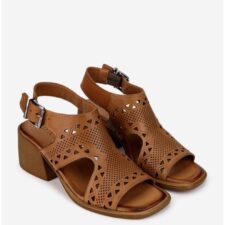 Sandale dama din piele cu model perforat