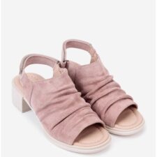 Sandale dama din piele intoarsa roz deschis