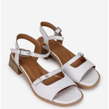 Sandale dama din piele naturala alba