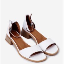 Sandale dama din piele naturala alba NUR