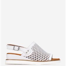 Sandale dama din piele naturala alba perforata