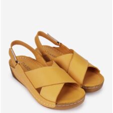 Sandale dama din piele naturala galbena