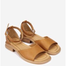 Sandale dama  din piele naturala maro deschis