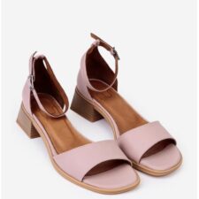 Sandale dama din piele naturala roz pudra