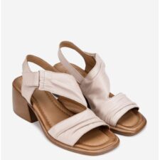 Sandale dama  din piele roz pudra cu inchidere velcro