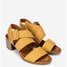 Sandale dama galbene din piele naturala