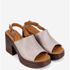 Sandale dama  grej din piele naturala