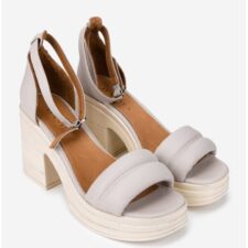 Sandale dama gri cu platforma si catarama realizate din piele